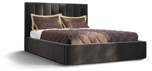Letto imbottito Alezio, A: 140 cm x 200 cm, colore: Monolith97 (grigio), letto con contenitore, letto matrimoniale, letto 140x200cm, letto con materasso