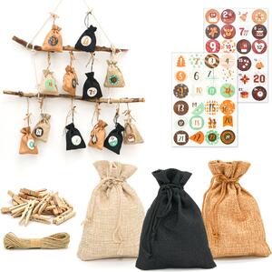Calendario dell'Avvento fai da te da riempire - 24 sacchetti regalo - kit completo per l'artigianato