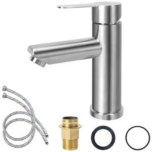 Rubinetto da bagno, rubinetto per lavabo, miscelatore monocomando, argento
