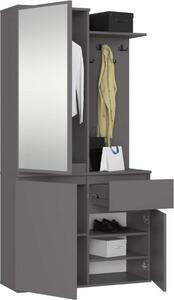 BDW, Set di armadi da corridoio ENTRO con armadio a specchio, 95x183x35cm, grigio