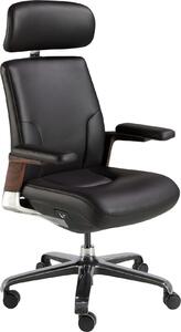 Sedia girevole in Pelle finta nera 4212
