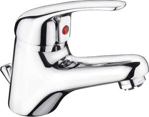 Miscelatore monocomando per lavabo - Adatto per bassa pressione - Corpo in ottone cromato - Completo di gruppo di scarico