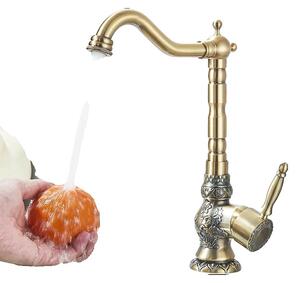 Miscelatore per lavabo, montaggio a soffitto, monocomando, ottone anticato, 31 cm