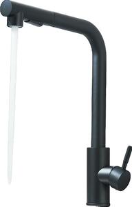 Rubinetto da cucina, comando acqua calda e fredda, bocca estraibile, nero opaco
