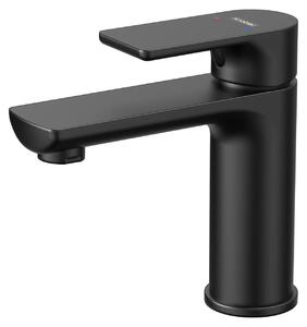 Rubinetto da bagno, miscelatore per lavabo con meccanismo in Vetroceramica, ottone, finitura nero opaco