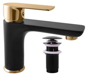 Slezák-RAV Miscelatore per lavabo con uscita click-clack VLTAVA nero opaco/oro VT527KCMATZ Colore: nero opaco/oro, Dimensione: 1/2''