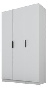 PAWS MOBEL Armadio grigio inclinabile 150x52x200 cm, armadio a tre ante aperto senza specchio, con ripiani e appendini