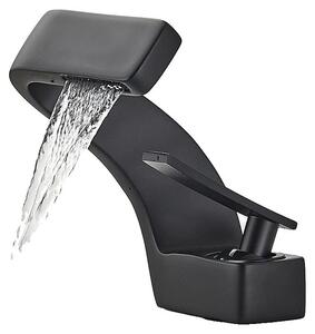 Rubinetto per lavabo, montaggio a soffitto, bocca a cascata, nero A