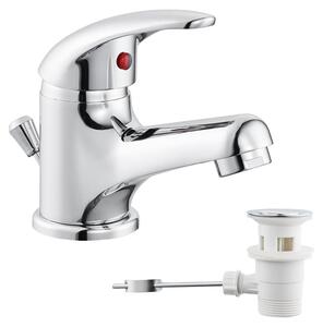 Miscelatore monocomando per lavabo, con alzata, cromato, modello compatto