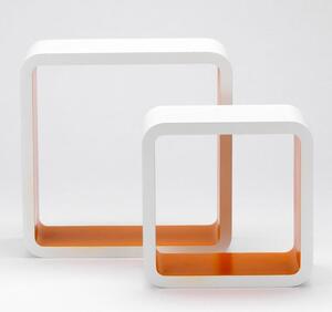 Set 2 Mensola In Legno Stile Desing Moderno Bianco Arancione