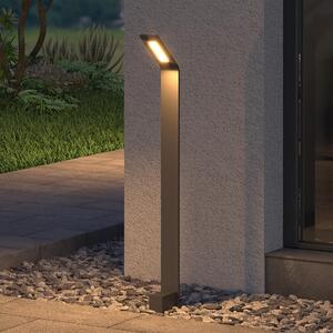 Doporro Lampione da Giardino 80 cm IP65 con LED 6W 3000K C Paletto Luminoso da Esterno in Alluminio Grigio Scuro per Sentieri, Vialetti, Terrazze e Cortili, Design Moderno