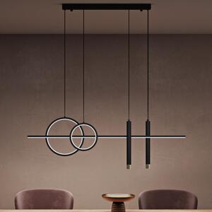 Doporro Lampadario a Sospensione LED 100cm, Lampada Lineare da Soffitto 38W 6240LM, 3 Colori di Luce, Altezza Regolabile, Colore Nero, per Sala da Pranzo, Soggiorno, Isola Cucina, Bar - Alivetta2256