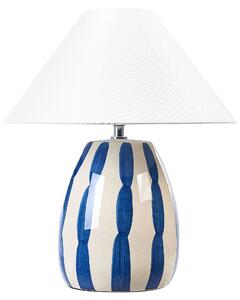 BELIANI Lampada da tavolo Luce beige e blu in Vetroceramica 41 cm Cono bianco Paralume fatto a mano Comodino Soggiorno Camera da letto illuminazione
