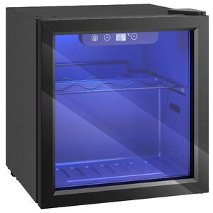 HOMCOM Cantinetta Vino Refrigerata 12 Bottiglie 36L, Temperatura Regolabile 4-16°C con Vetro Anti UV, Nera | Aosom Italy