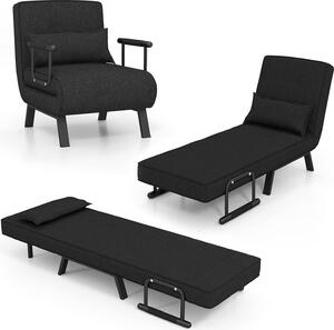GOPLUS Divano letto 4 in 1 con funzione letto, divano letto con schienale regolabile in 6 posizioni, cuscino rimovibile e seduta imbottita, poltrona reclinabile