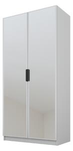 PAWS MOBEL Armadio grigio inclinabile 100x52x200 cm, armadio a due ante aperto con specchi, con ripiani e appendini
