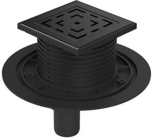 Sgocciolatoio da pavimento Chud?j nero D40, griglia in acciaio inossidabile LABYRINTH nera L1 383 A C