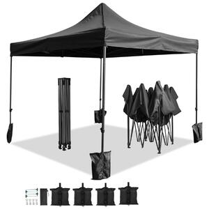 IvoQ Premium Gazebo 3x3 m – Modello extra robusto – Easy Up e impermeabile – Incl. sacchi di sabbia – Nero