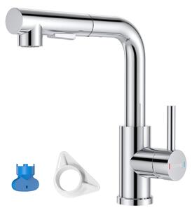 Rubinetto da cucina con doccetta estraibile, acciaio inossidabile SUS304, girevole a 360°