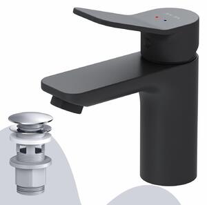 Rubinetto monocomando per lavabo a risparmio idrico, resistente ai graffi, colore nero opaco