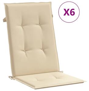 Cuscini per Sedie 6 pz Beige 120x50x3 cm in Tessuto