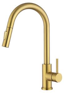 Rubinetti da cucina moderni in ottone dorato, con doccetta estraibile e realizzati in acciaio inossidabile