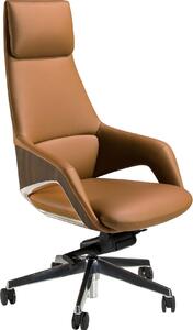 Sedia girevole in Pelle finta marrone 4209