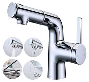 Rubinetto per lavabo con doccetta estraibile e 2 tipi di getto