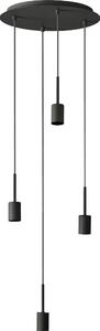 OSRAM Decor lampada a sospensione Needle Plate 4xE27, grigio scuro, acciaio, cavo tessile da 2 m, minimalista