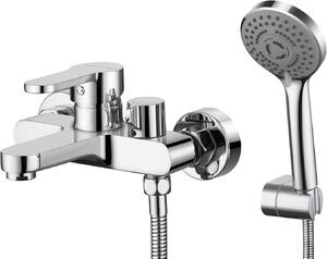 Miscelatore per lavabo cromato con doccetta a mano e sistema di risparmio idrico