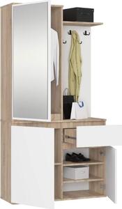 BDW, Set di armadi da corridoio ENTRO con armadio a specchio, 95x183x35cm, rovere Sonoma / bianco
