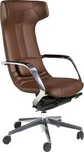 Sedia da ufficio girevole in Pelle finta marrone 4216