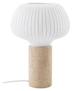 Lampada da tavolo Lucande Eloise, 42 cm, bianca, realizzata in tessuto e cemento, attacco E27