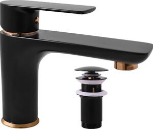 VLTAVA - Miscelatore per lavabo con bocca di erogazione, nero opaco/oro VT427.0KCMATZ, RAV Slezák