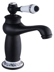 Miscelatore monocomando per lavabo in stile vintage, colore nero