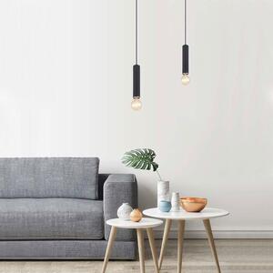 Lampada a sospensione a LED, metallo e vetro, colore nero, altezza regolabile, altezza massima 160 cm
