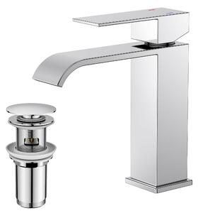 Miscelatore monocomando per lavabo, finitura cromata lucida, altezza del beccuccio 120 mm, acciaio inossidabile, design moderno