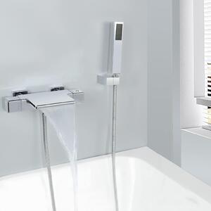 Rubinetto per vasca da bagno a cascata, con doccetta manuale, da montare a parete, in ottone