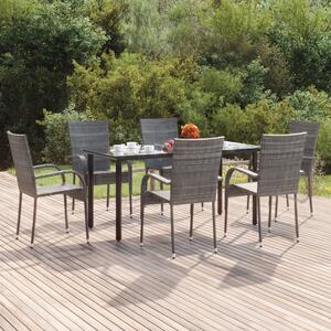 Set da Pranzo da Giardino 7 pz Grigio in Polyrattan