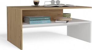 BDW, tavolino, tavolino da divano moderno con contenitore, Boston, 90×60×45 cm, rovere Artisan / bianco