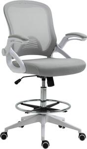Sedia da ufficio: sedia da scrivania ergonomica con braccioli ribaltabili e poggiapiedi regolabile, sedia girevole regolabile in altezza con funzione oscillante, grigio chiaro, 60 cm, 126 cm, plastica, 64 cm, 120 kg