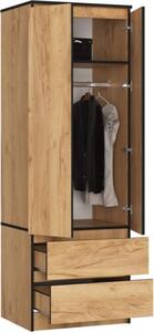 BDW, Armadio 2 ante 2 cassetti, 180x60x51 cm, Rovere artigianale