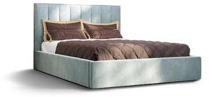 Letto imbottito Alezio, A: 140 cm x 200 cm, colore: Monolith72 (blu), letto con contenitore, letto matrimoniale, letto 140x200cm, letto con materasso
