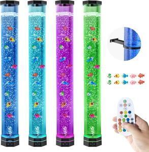 Lampada lavica con 10x pesci e bolle di luce, 1 m, 16 effetti cromatici, telecomando incluso