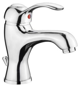Miscelatore per lavabo con corpo in ottone cromato e kit di scarico