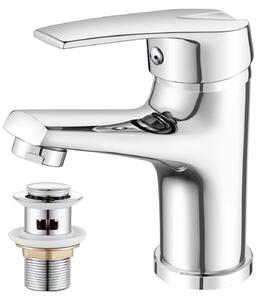 Miscelatore per lavabo da bagno, miscelatore monocomando con acqua fredda/calda, miscelatore cromato