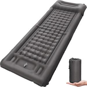 Materasso da campeggio, pompa ad aria integrata, compatto e portatile, grigio