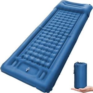 Materasso da campeggio, pompa ad aria integrata, compatto e portatile, blu scuro