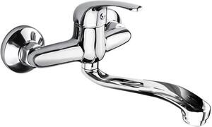 Mereo Miscelatore per lavello a parete, Lila, 150 mm, con braccio piatto 210 mm, cromo