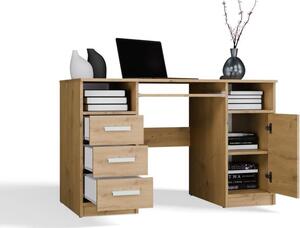 BDW, scrivania con 3 cassetti, 120×75×60 cm, 1 armadio, Delta, rovere Artisan